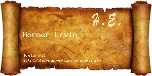 Horner Ervin névjegykártya